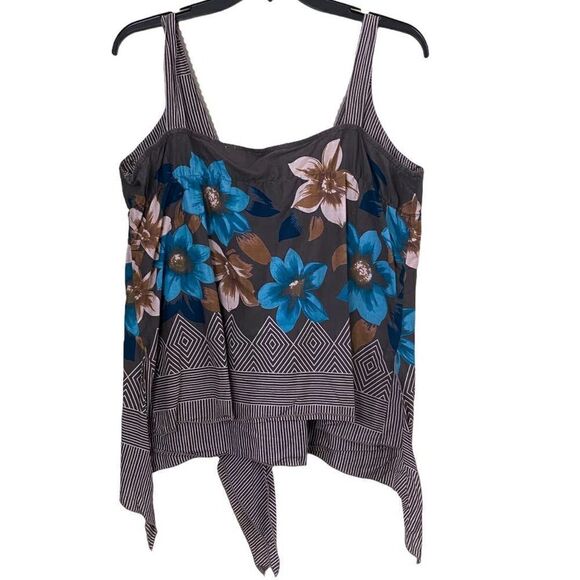 Vintage Quizz Again Trends Cotton Floral Asymmetrical Top Size Medium - Picture 5 of 6